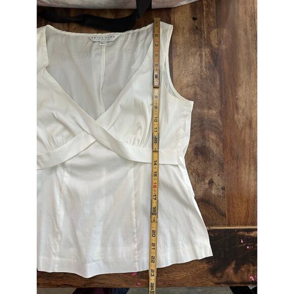 Trina Turk Women's White V-Neck Cotton Blended Blouse Top Size Large - Picture 6 of 7